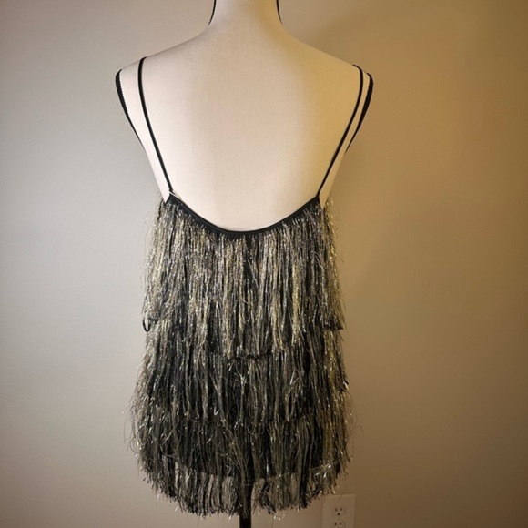 SIMONA CORSELINI Noir Eclipse Fringe Gold Silver Top NWT Size 42 (A0211 B2) - Picture 3 of 14